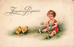 FETES & VOEUX - Joyeuses Pâques - Poussin - Œuf - Enfant - Carte Postale Ancienne - Ostern