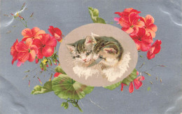 ANIMAUX - Chats - Deux Têtes De Chats - Chats Gris - Carte Postale Ancienne - Katzen