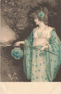 FANTAISIE - Femme - Femme Caucasienne Déguisée En Japonaise - Lampion - Kimono - Carte Postale Ancienne - Women