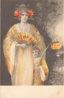 FANTAISIE - Femme - Femme Caucasienne Déguisée En Japonaise - Lampion - Kimono - Carte Postale Ancienne - Women