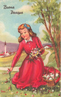 FETES & VOEUX - Pâques - Buona Pasqua - Femme - Œufs - Carte Postale Ancienne - Pâques