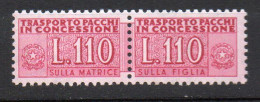 1955 - 81 Repubblica Italiana Pacco In Concessione N. 12 - 110 Lire Integro MNH** Firmato Diena - Consigned Parcels