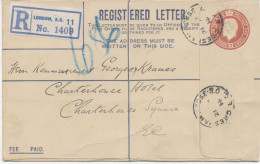 GB 1914 GV Postal Stationery Registered Env LONDON CDS GRESHAM HOUSE.B.O / E.C. 23mm With Provisional R-Label London, E. - Cartas & Documentos