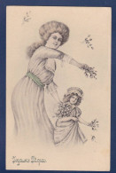 CPA 1 Euro Enfant Femme Woman Art Nouveau écrite Prix De Départ 1 Euro - 1900-1949