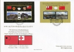 Tonga 2013, Diplomatic Relations With China, Bridge, Plaine, Great Wall, 2BF In FDC - Tonga (1970-...)