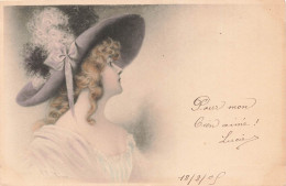 FANTAISIE - Femme - Pour Mon Bien Aimé ! Lucie - Chapeau - Illustration - Carte Postale Ancienne - Women