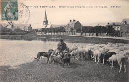 PETIT-QUEVILLY (Seine-Maritime) - Berger Et Son Troupeau Et Vue Sur L'Eglise - Chiens, Moutons - Voyagé 191? (2 Scans) - Le Petit-quevilly