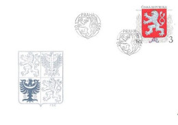 FDC 1 Czech Republic Little Coat Of Arms 1993 Heraldic Lion - FDC