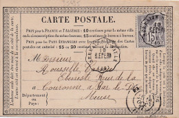 35435# SAGE CARTE PRECURSEUR Obl SERMAIZE S SAULX B. EPERN CONVOYEUR STATION 1877 BAR LE DUC MEUSE EPERNAY MARNE - Tarjetas Precursoras