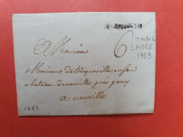Marque Postale De Laigle Sur Lettre Avec Texte Pour Neuville En 1763  - J 6 - 1701-1800: Precursors XVIII