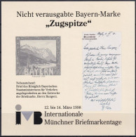 BAYERN Nicht Verausgabte Bayern-Marke Zugspitze Nachdruck Vignette - Erinnophilie