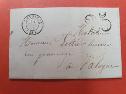 Cad De Les Pieux Sur Lettre Avec Texte Pour Valognes En 1851 - J 38 - 1849-1876: Periodo Classico