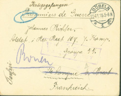 Guerre 14 Pour Prisonnier Allemand à L'Ile Longue Brest Finistère Réexpédition Rouen Censure Brest CAD Döbeln 11 11 15 - 1. Weltkrieg 1914-1918