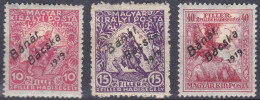 Hongrie Banat Bacska 1919 Mi 3-5 * Timbres De Charité (K12) - Banat-Bacska