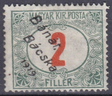 Hongrie Banat Bacska Taxe 1919 Mi 2 * (K12) - Banat-Bacska