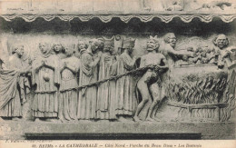 FRANCE - 51 - Reims - La Cathédrale - Côté Nord - Porche Du Beau Dieu - Les Damnés - Carte Postale Ancienne - Reims