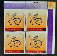 Canada 1999  USED Sc 1767   46c PB Of 4, Year Of The Rabbit - Oblitérés