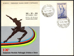 SKATING - ITALIA BOLOGNA 20.10.1961 - IX CAMPIONATO MONDIALE PATTINAGGIO ARTISTICO E DANZA - BUSTA UFFICIALE - M - Kunstschaatsen