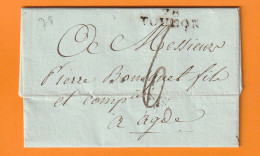 1810 - Marque Postale 78 TOULON (Var) Sur Lettre Pliée Vers AGDE - Taxe 6 -  Règne De Napoléon 1er - 1801-1848: Vorläufer XIX