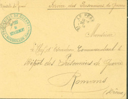 Guerre 14 Prisonnier Allemand FM CAD Le Péage Isère 20 9 1916 Cachet Vert Prisonniers De Guerre Roussillon Isère - Guerra Del 1914-18