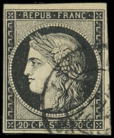 EMISSION DE 1849 - 3a   20c. Noir Sur Blanc, Obl. Càd T15 De JANV 49, TB. C - 1849-1850 Ceres