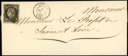 Let EMISSION DE 1849 - 3    20c. Noir Sur Jaune, Marges énormes, Obl. GRILLE S. LSC, Càd T15 AUTUN 4/2/50, Superbe - 1849-1876: Klassieke Periode