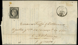 Let EMISSION DE 1849 - 3a   20c. Noir Sur Blanc, Obl. GRILLE S. Imprimé Avec Au Verso Joli Cachet Illustré "oiseau" Comp - 1849-1876: Période Classique