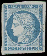 EMISSION DE 1849 - 4f   25c. Bleu Clair, Grandes Marges, Obl. PC Léger, Superbe - 1849-1850 Ceres