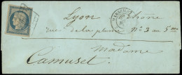 Let EMISSION DE 1849 - 4b   25c. Bleu Sur Jaune, Obl. GRILLE S. LSC, Càd 2 MARSEILLE 2 (ind. 20) 29/8/51, TB - 1849-1876: Classic Period