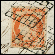 EMISSION DE 1849 - 5    40c. Orange, Impression Usée, Obl. GRILLE S. Fragt, TB - 1849-1850 Cérès