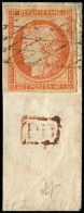 EMISSION DE 1849 - 5    40c. Orange, Oblitéré GRILLE SANS FIN Sur Fragment, TB - 1849-1850 Ceres