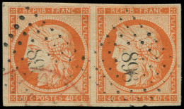 EMISSION DE 1849 - 5a   40c. Orange VIF, PAIRE Obl. PC 898, TTB. C - 1849-1850 Cérès