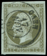 EMPIRE NON DENTELE - 11a   1c. Bronze, Obl. Càd CAEN, TB - 1853-1860 Napoleon III