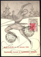 SKATING - ITALIA ASIAGO 1960 - CAMPIONATI ITALIANI PATTINAGGIO ARTISTICO - CARTOLINA UFFICIALE - M - Patinage Artistique