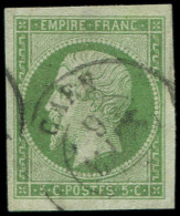 EMPIRE NON DENTELE - 12    5c. Vert, Obl. Càd T15, TTB - 1853-1860 Napoléon III