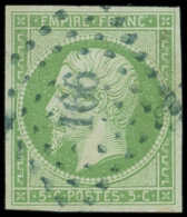 EMPIRE NON DENTELE - 12    5c. Vert, Obl. PC BLEUS, TB. C - 1853-1860 Napoléon III