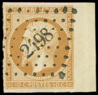 EMPIRE NON DENTELE - 13A  10c. Bistre, T I, Bdf, Obl. PC 2498, Superbe - 1853-1860 Napoleon III