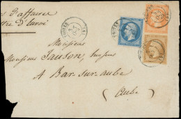 Let EMPIRE NON DENTELE - 13B, 14B Et 16 Obl. Càd T15 TROYES 3/10/62 S. Grand Fragt De Papiers D'affaires, TRICOLORE TB - 1849-1876: Période Classique