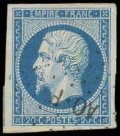 EMPIRE NON DENTELE - 14A  20c. Bleu, T I, Obl. Los. AOF, TTB - 1853-1860 Napoléon III.