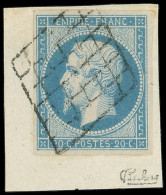 EMPIRE NON DENTELE - 14A  20c. Bleu, T I, Obl. GRILLE S. Fragt, Frappe Superbe. C - 1853-1860 Napoleone III