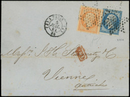 Let EMPIRE NON DENTELE - 14A Et 16, 20c. T I Et 40c., Les 2 PERCES En LIGNE, Obl. ETOILE S. LSC, Càd (J) 3 PARIS (J) 5/7 - 1849-1876: Periodo Clásico