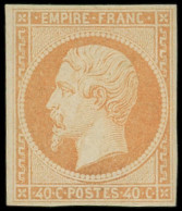 * EMPIRE NON DENTELE - 16j  40c. Orange Pâle, Ch. Légère, TB, Certif. Calves - 1853-1860 Napoleon III