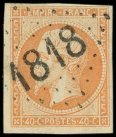 EMPIRE NON DENTELE - 16   40c. Orange, Obl D'essai GC 1818 Cacarctères Gras, TB - 1853-1860 Napoleon III