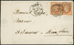 Let EMPIRE NON DENTELE - 16   40c. Orange, PAIRE Obl. Càd T1355 * PARIS * 12/1/60 Et CERCLE De POINTS 3305 S. LAC, Arr.  - 1849-1876: Classic Period