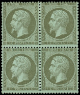 ** EMPIRE DENTELE - 19    1c. Vert-olive, BLOC De 4, TB - 1862 Napoleone III