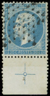 EMPIRE DENTELE - 22   20c. Bleu, BORD De FEUILLE Avec Croix De Repère, Obl., TB - 1862 Napoléon III.