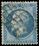 EMPIRE DENTELE - 22   20c. Bleu, Obl. GRILLE, TB - 1862 Napoleon III