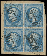 EMPIRE DENTELE - 22   20c. Bleu, BLOC De 4 Obl. GC 3570 S. Fragt, TB - 1862 Napoléon III.