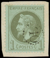 EMPIRE LAURE - 25    1c. Vert-bronze, Obl OL S. Fragt, Dents Rognées, Frappe TB - 1863-1870 Napoléon III Con Laureles