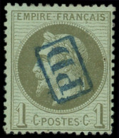 EMPIRE LAURE - 25    1c. Vert-bronze, Obl. Cachet Bleu PD Encadré, TB - 1863-1870 Napoleon III Gelauwerd